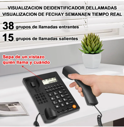 [TELTEGE] Teléfono Fijo Alambrico Lcd Manos Libres  Oficina Hotel Negro
